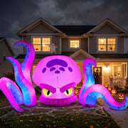 Joyfy Halloween Inflatable Octopus with Tentacles, Built-in LED Lights, 10 ft Long Outdoor Decoration