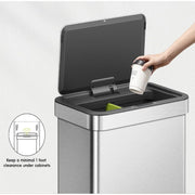 16 Gal Dual Compartment Motion Sensor Trash Can, Matte Stainless