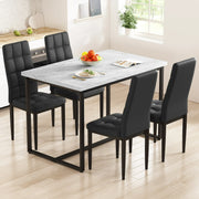 SEGMART B1467 Dining Table with 4 High-back Upholstered Chairs, Black