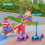 Gotrax KS1 Kids Kick Scooter with LED Lighted Wheels, 3 Adjustable Height Handlebars, Lean-to-Steer Technology, Wide Anti-Slip Deck, Green