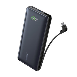 Anker Power Bank, 20,000mAh, 30W PD Fast Charging, Built-In USB-C Cable, Ultra-Compact, Black, A1387H11