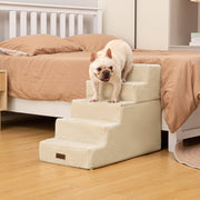 Aodisman 5-Step Dog Stairs for Small Dogs and Cats, Non-Slip Indoor Pet Steps, Beige