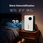 HUMSURE Dehumidifier, 120 OZ Water Tank, 10 Pints Daily Capacity, Quiet Operation, Auto Shut-Off, Adjustable Humidity Control, 7 Color LED Light, White, DH12