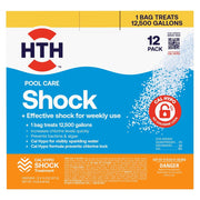 HTH 12x13.3oz Pool Care Shock Granules - Fast-Acting Chlorine Booster for Swimming Pools