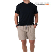 Burlebo Men's Athletic Shorts, Heather Khaki Venado Camo, Lightweight Moisture-Wicking Fabric, 4-Way Stretch, Utility Pockets, Regular Fit, AWS