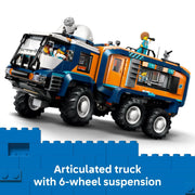 LEGO City Arctic Explorer Science Lab Truck, 1,064 Pieces, 6-Wheel Suspension, Rotating Observatory, Snowmobile, 5 Minifigures, 3 Arctic Wolves, Ages 8+