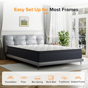 Babo Care 12 Inch Queen Hybrid Mattress, Cooling-Gel Memory Foam, Individually Pocketed Innerspring, Medium Comfort, Euro Top, Breathable Knit Fabric