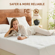 HOMTEC Heated Mattress Pad, Dual Controllers, 12 Heat Settings, Quick Preheat, Memory Function, Deep 24-Inch Pocket, Queen Size