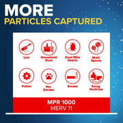 3M Filtrete Micro Allergen Defense Air Filters, MPR 1000, MERV 11, Electrostatic Pleated, 20x20x4 in, 2-Pack