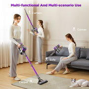 KANFUAQ Cordless Stick Vacuum Cleaner, 38KPA Suction, 55-Minute Fast Charging, Lightweight 3 lb, Purple, P2-FAST