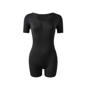 XXX Womens Seamless Shapewear Bodysuit Tummy Control Stretch One Piece Slim Fit Romper Black Short Sleeve