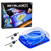Hasbro Beyblade X Drop Attack Battle Set, Beystadium Arena, 2 Right-Spinning Tops with Die-Cast Metal Parts, 2 Ripcord Launchers, Ages 8+