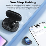 Aptkdoe Sleep Earbuds, Mini ANC Wireless Earbuds, In Ear Bluetooth 5.4 Headphones Deep Bass Stereo, Black