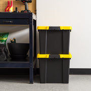 IRIS USA 540016 Plastic Storage Bin Set, Heavy-Duty 19 Gallon Latching Tote, Black, 2-Pack