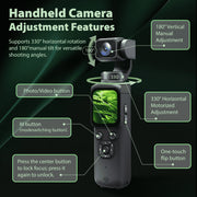 Saneen 4K Vlogging Camera, 16MP CMOS Sensor, 330 Rotating Lens, Face Tracking, Touchscreen, WiFi, Tripod Included, 16GB Card