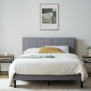 Mainstays MS25007783710AK Upholstered Platform Bed, No Box Spring Needed, Gray, King