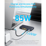 Anker USB 3.0 HDMI KVM Switch with 5 USB 3.0 Ports, 4K 60Hz HDMI, Magnetic Remote Button, 85W Power Delivery, Gray, A83K8