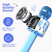 Move2Play Kids Karaoke Microphone, Bluetooth, 15 Pre-Loaded Nursery Rhymes, Four Voice Effects, Rechargeable Battery, Portable, Ages 2+
