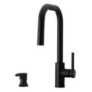 Pfister F5297ZNB Zanna Pull-Down Kitchen Faucet, Matte Black, 1.66 GPM, Single Handle, 3-Function Spray, Soap Dispenser Included