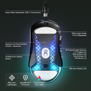 SteelSeries Aerox 9 Wireless Gaming Mouse, Ultra-Lightweight Honeycomb Design, 18 Programmable Buttons, TrueMove Air Optical Sensor 18K DPI, IP54 Water Resistant, Bluetooth 5.0 and 2.4 GHz, USB-C Charging, Black