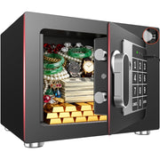 SYSENFO 0.25 Cubic Feet Digital Security Safe Box with Reinforced Steel Door, Sensor Light, USB Type-C Cable, Black, BXX20