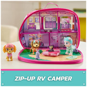 Spin Master Paw Patrol Skye's World Pupcation Rescue Set with Skye, Liberty, Everest Figures, 12-Inch Fabric RV Camper, Interactive Rescue Accessories