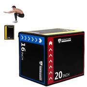 Signature Fitness 3-in-1 Foam Plyometric Jump Box, Adjustable Height 16/20/24 Inch, Anti-Slip Surface