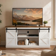 Homall MY-TS 58'' TV Stand for TVs up to 65'', Storage Cabinet with Sliding Barn Door, Entertainment Center, White