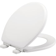 Mayfair 257SLOW 000 Lannon Slow Close Round Enameled Wood Toilet Seat in White Adjustable and Never Loosens