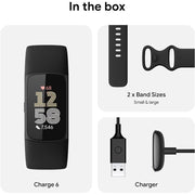 Fitbit GA05183-GB Charge 6 Premium Fitness Tracker w/AMOLED Wristband, Obsidian Black