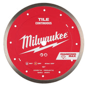 Milwaukee 10 in. Diamond Max Continuous Tile Diamond Blade, Red, Diamond-Coated Steel, 49-93-9210