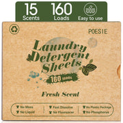 Poesie 160Fresh Laundry Detergent Sheets, Fresh Scent, No Waste, 160 Count