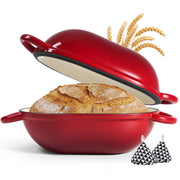 Daluvenix 2qt Enameled Cast Iron Dutch Oven, Nonstick Bread Oven with Lid, Red, DA-KI02076RE