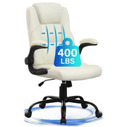JonPonY XL-9189-WHITE Big & Tall 400LBS Wide Seat Ergonomic Computer Desk Chair, White