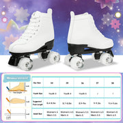 EONROACOO Teen Kids Skates with Light up Wheels, White Roller Skates for Girls Boys (Youth 4/Women's 4.5/Men 4)