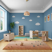 House of Happy Wiggle Two-Tier Storage Unit, Natural Finish, Durable Manufactured Wood, Compact Bookshelf with Whimsical Wavy Design