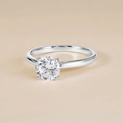JeenMata Lab Grown Diamond Solitaire Engagement Ring, 0.75 Carat Round Cut, 18K White Gold Over Silver