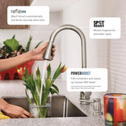 Moen Haelyn Single-Handle Pull-Down Kitchen Faucet with ColorCue Temperature Indicator, Power Boost Spray, Spot Resist Stainless, Soap Dispenser, 1.5 GPM