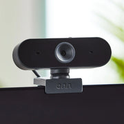 onn 100162478 4K Webcam with Autofocus and Swivel Head, Built-in Dual Mics, Privacy Cover, Greystone