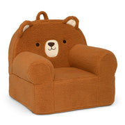 Delta Children Deluxe Cozee Teddy Bear Chair, Plush Sherpa Fabric, Brown, Kid-Sized Armchair