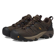 KEEN Utility Lansing Low Steel Toe Work Shoe, Waterproof Leather Mesh, Cascade Brown/Fired Brick, Wide 12