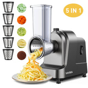 VAVSEA VAVSEA-VSQ-WAL 5-in-1 Electric Vegetable Slicer, 400W Motor, Stainless Steel Blades, Silver
