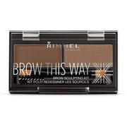 Rimmel Brow This Way Sculpting Kit, Medium Brown, Dual Wax and Powder Formula, Lightweight Natural Finish, 0.07 Ounce