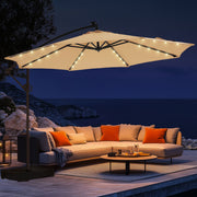 Patbrela 10ft Cantilever Patio Umbrella Offset Outdoor Umbrella with Infinite Tilt, Fade Resistant Waterproof Fabric & Base, Beige