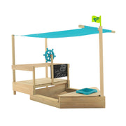 Mookie Toys Pirate Ship Sandbox Outdoor Kids Playset with Hidden 24x30in Sandbox, UV Resistant Canopy, Built-In Toy Storage, Large Size TP619U