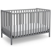 Delta Children Heartland 4-in-1 Convertible Crib, Gray, Adjustable Mattress Height, Wood Construction, 555140-026