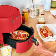 Beautiful 3 Quart Digital Air Fryer with TurboCrisp Technology, EverGood Ceramic Nonstick Coating, Digital Display, Tomato Red, 29024