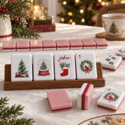 Unbranded Pink Christmas-Themed American Mahjong Set, 160-Piece 3-Layer Acrylic Tiles with Portable Storage Bag