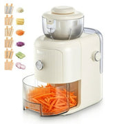 FOHERE 6-in-1 Electric Cheese Grater Vegetable Shredder with 6 Stainless Blades Salad Maker w/One-Touch Control
