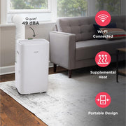 Frigidaire 14,000 BTU Portable Air Conditioner with 12,000 BTU Supplemental Heater, Wi-Fi Enabled, 450 Sq. Ft. Coverage, White, FHPH142AA1